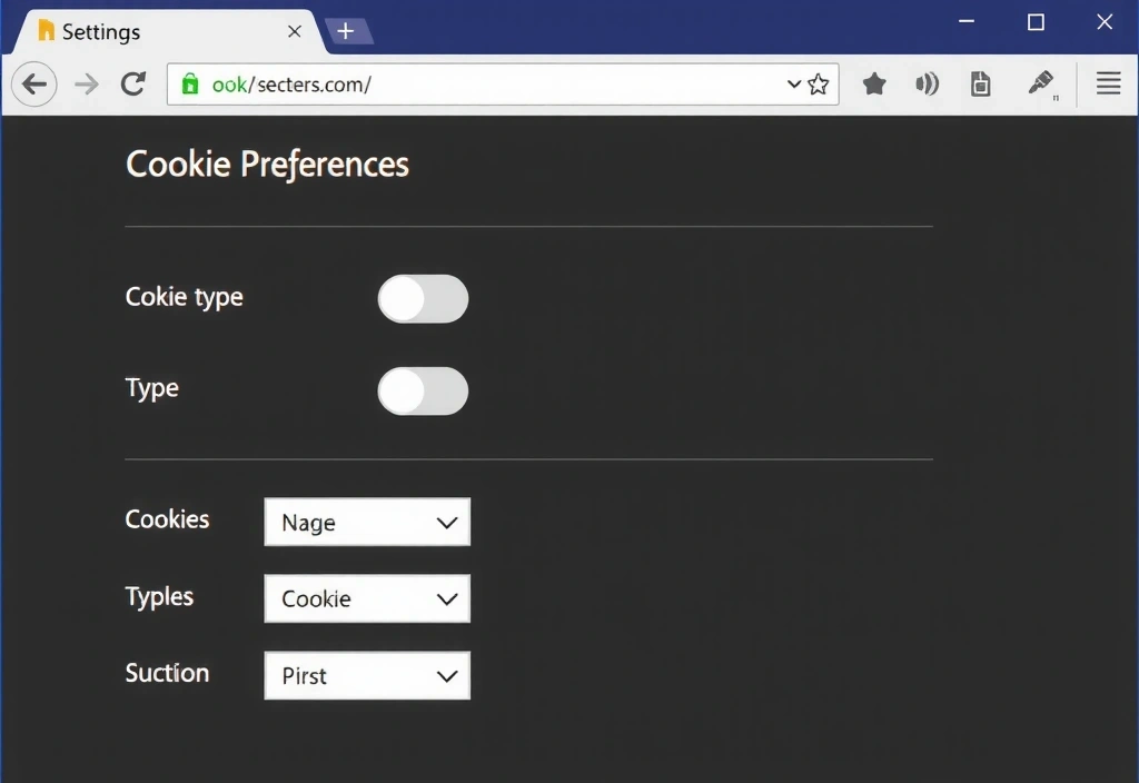 Illustration of a browser settings panel with cookie icons