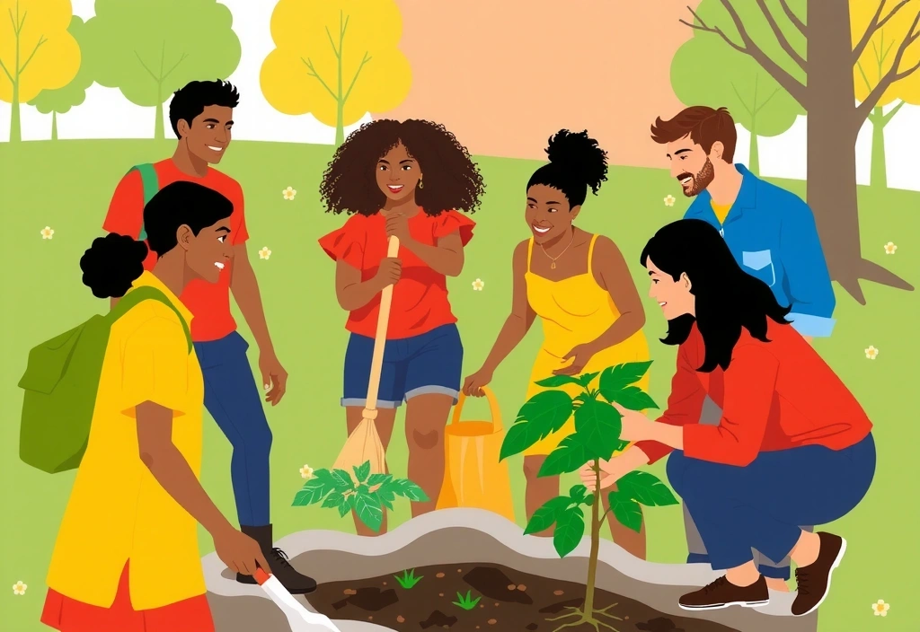 People participating in a community event, with a newsletter overlay, symbolizing successful non-profit engagement through email.