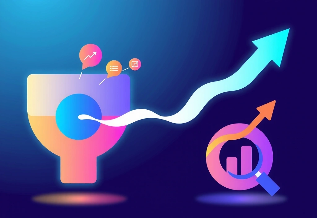 Abstract representation of a digital advertising funnel with targeting elements