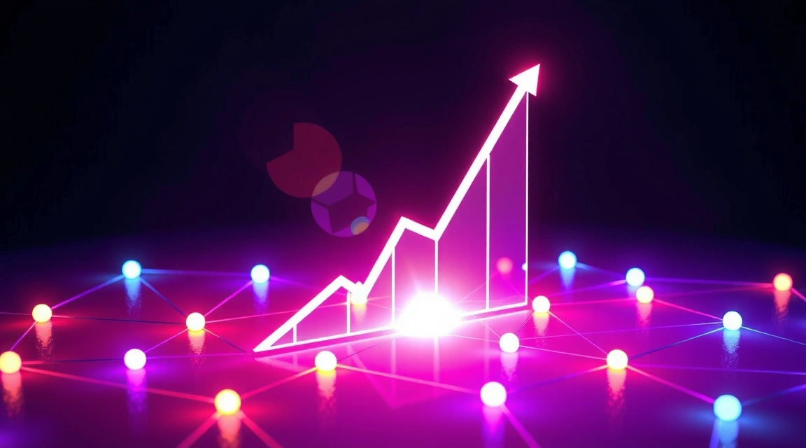 Abstract representation of digital growth and data visualization with upward trending graphs