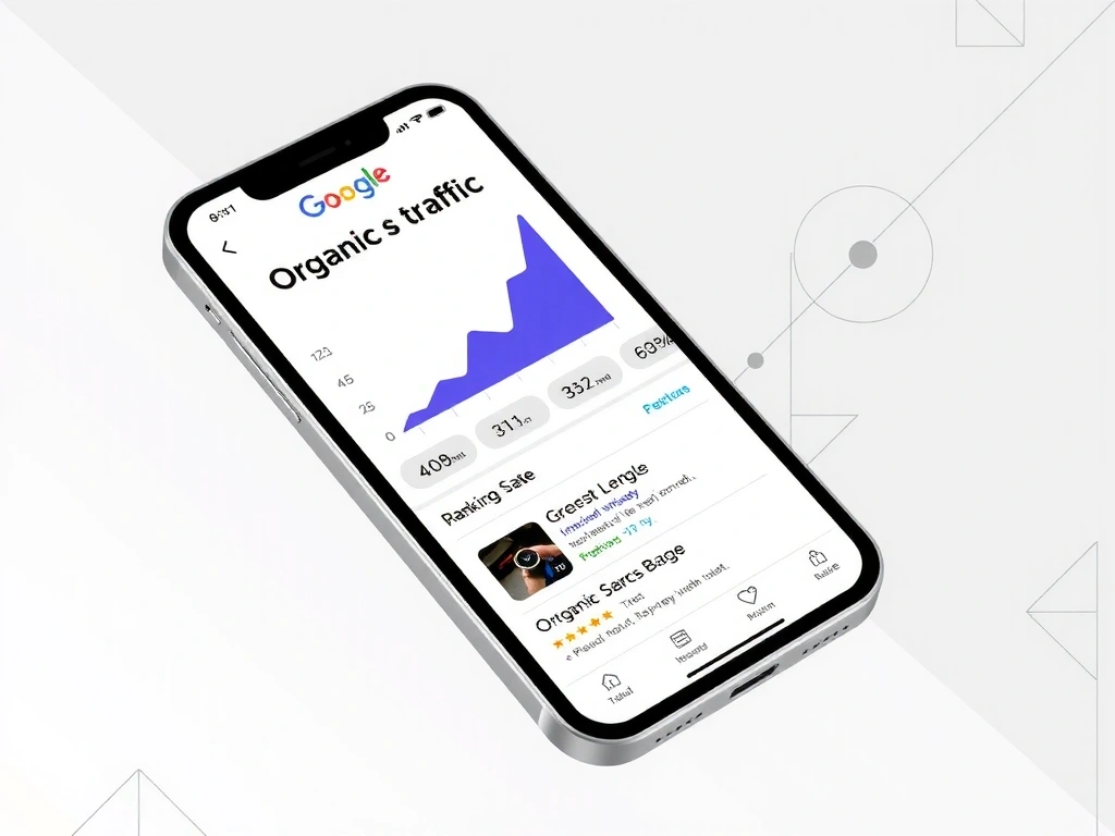 Graph showing increasing organic traffic or search ranking on a mobile device