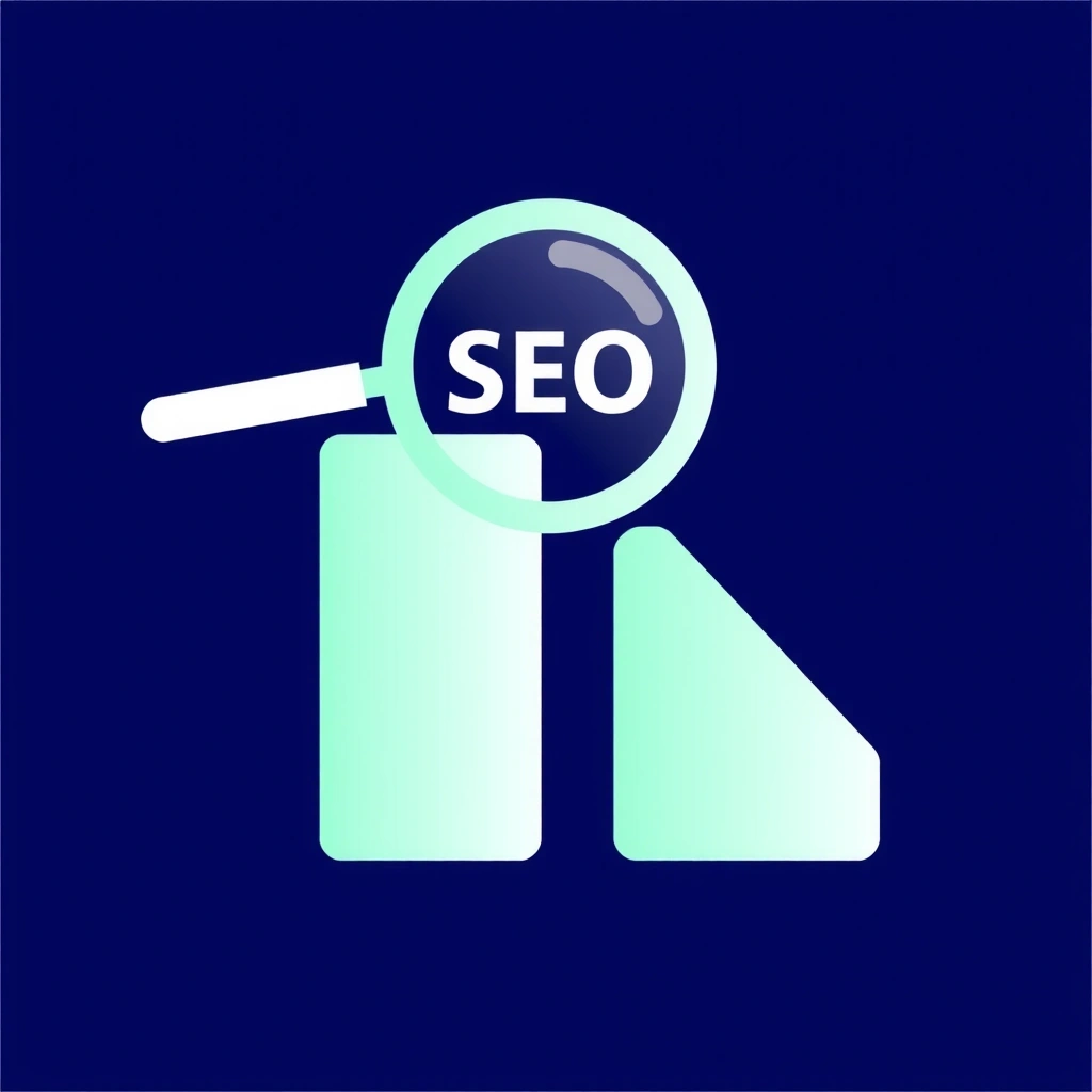 SEO icon: a magnifying glass over a bar chart, symbolizing search engine optimization and data analysis.