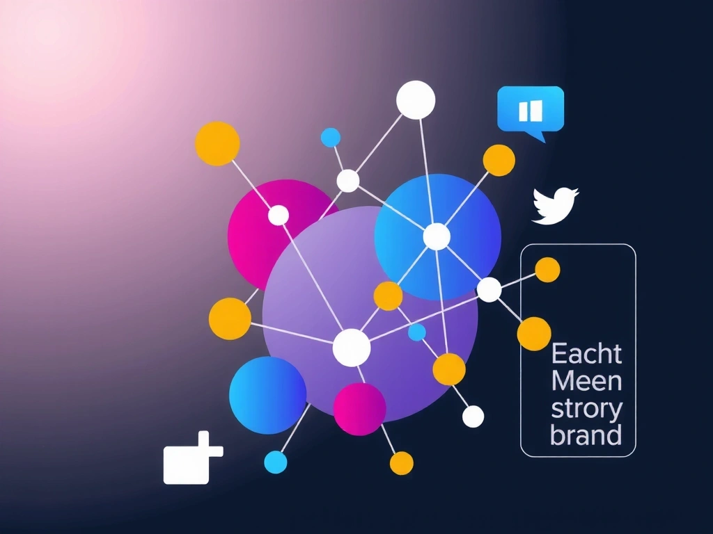 A creative visual representing brand storytelling and reputation management on social media, with abstract elements symbolizing connection and growth.